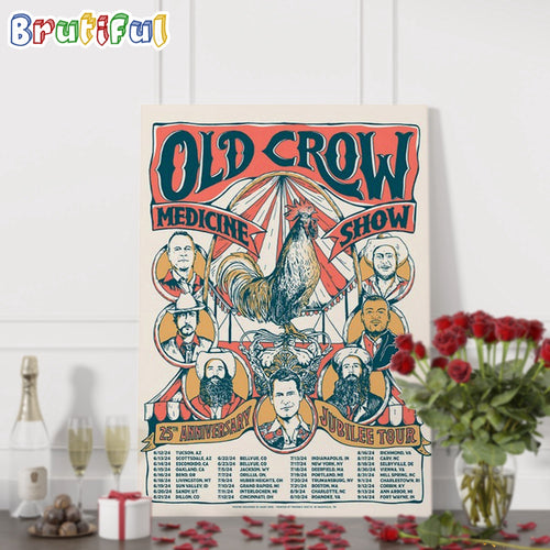 Old Crow Medicine Show 25th Anniversary Jubilee Tour 2024 Wall Art Poster Canvas
