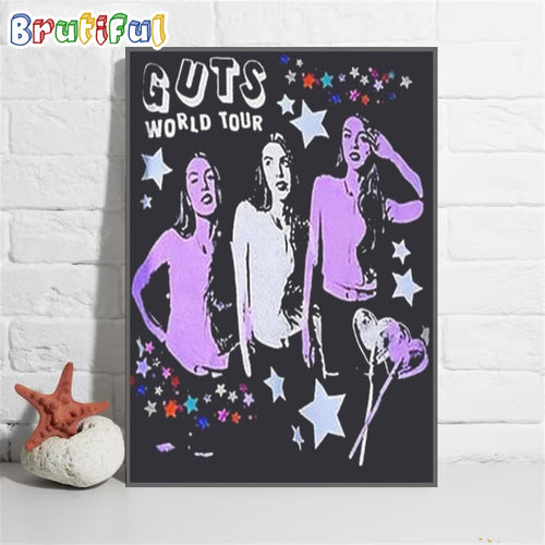 Olivia Rodrigo Guts World Tour 2024 Poster Canvas Art, Musics Tours
