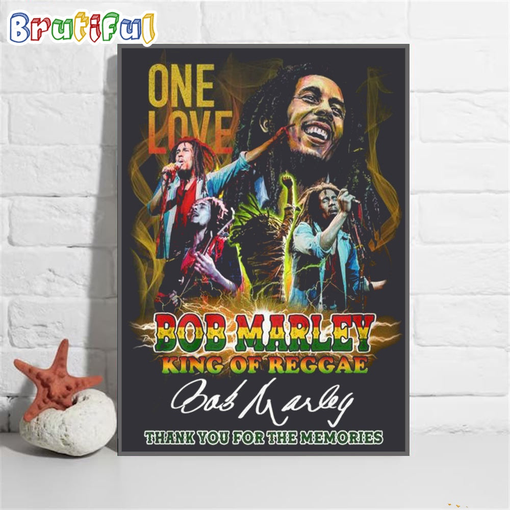 One Love Bob Marley King Of Reggae Thank You For The Memories Wall Art Poster Canvas
