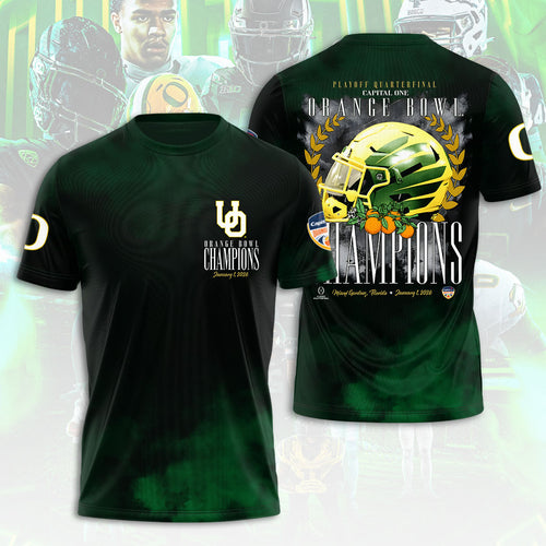 Oregon Ducks Football 2026 Orange Bowl Champions 3D Apparel – HOATT15483