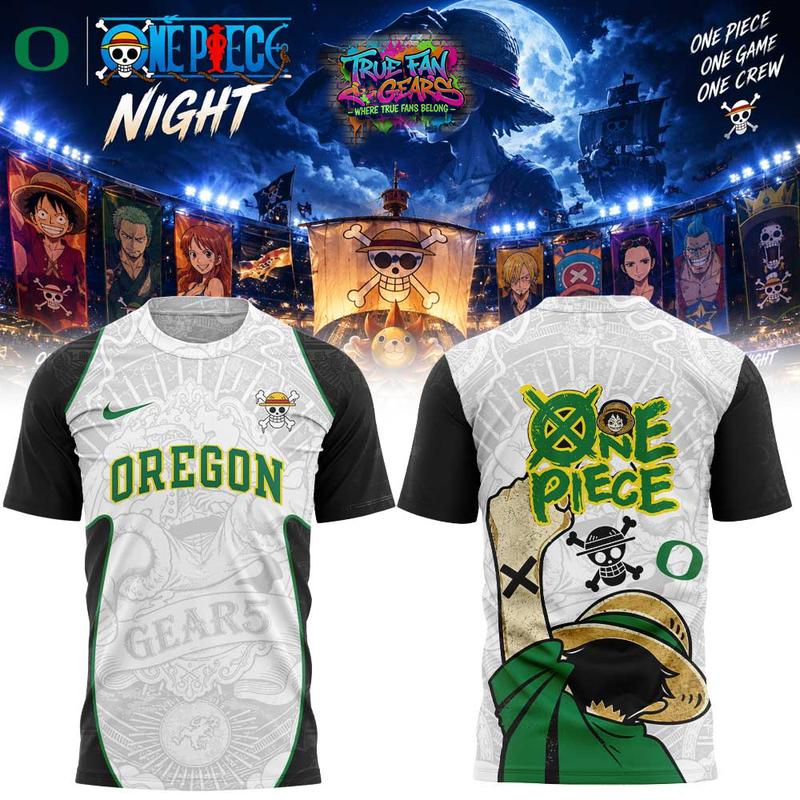 Oregon Ducks x One Piece One Game One Crew 2026 Graphic Tee Shirt