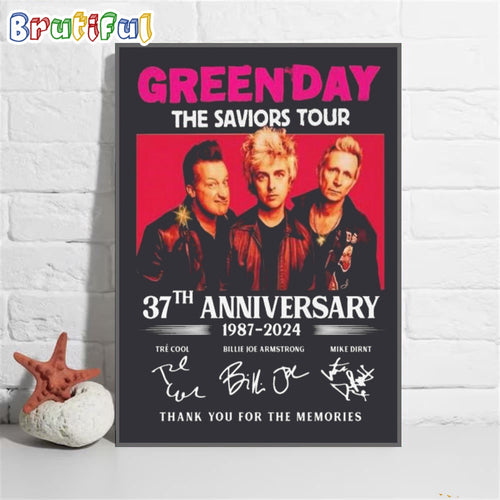Original Green Day The Saviors Tour 37th Anniversary Thank You For The Memories Wall Art Poster Canvas