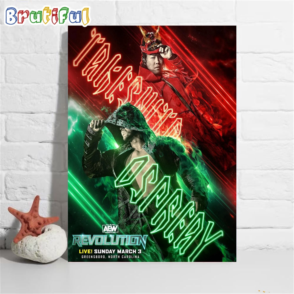 Will Ospreay Vs Konosuke Takeshita Aew Revolution 2024 Poster Canvas