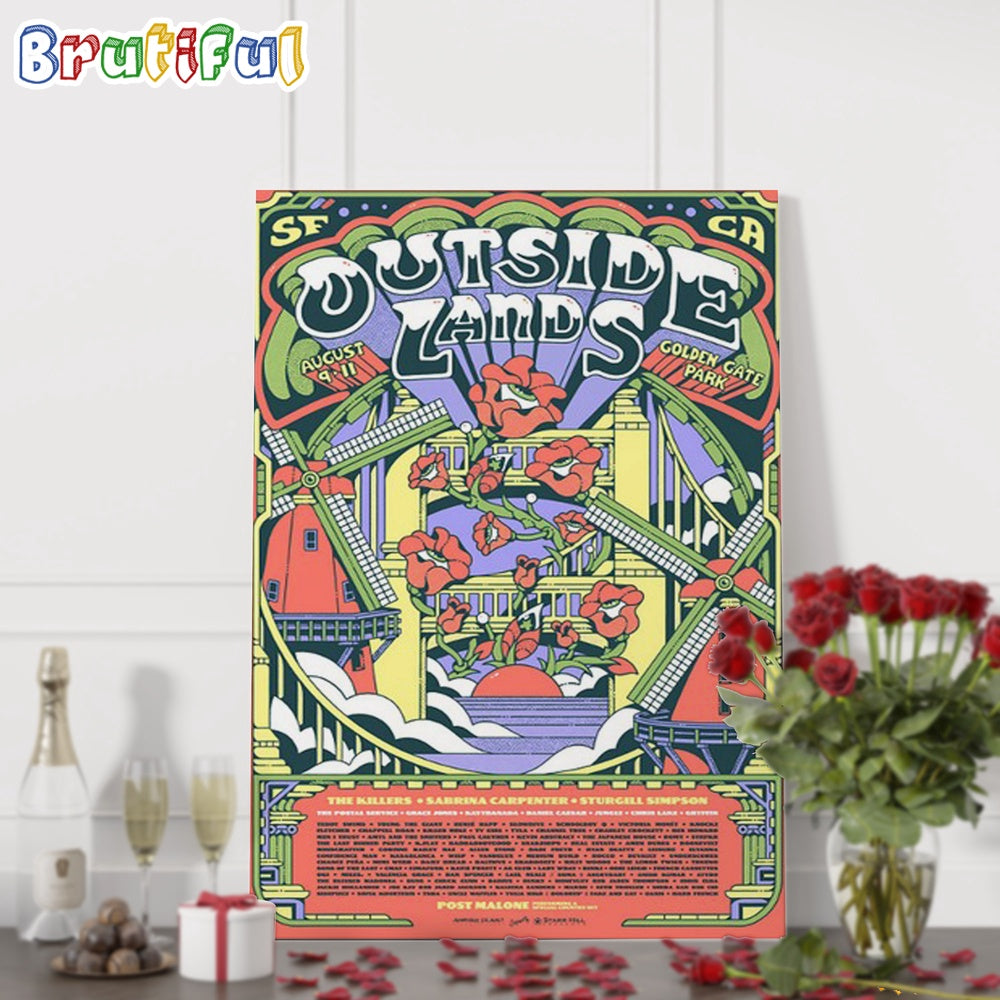 Outside Lands Festival August 9-11 2024 Golden Gate Park Wall Art Poster Canvas