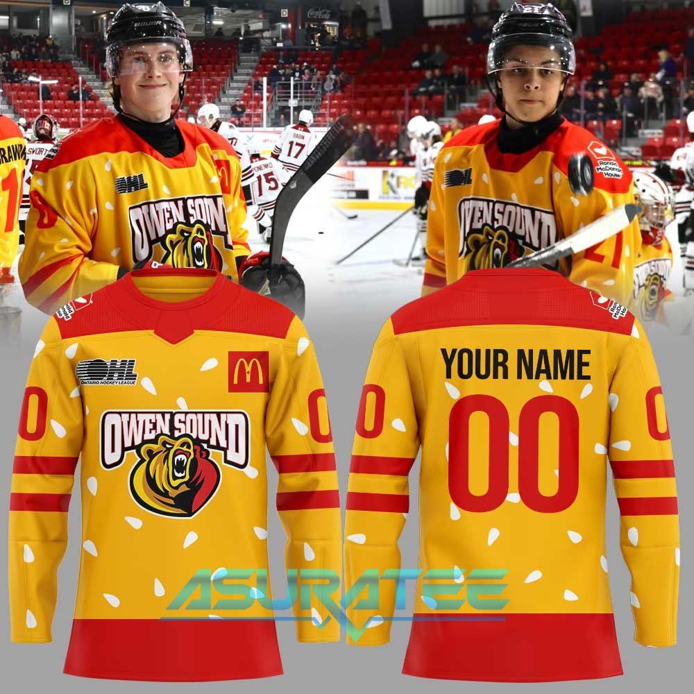 Owen Sound Attack Warmin up in Ronald Mcdonald House Hockey Jersey