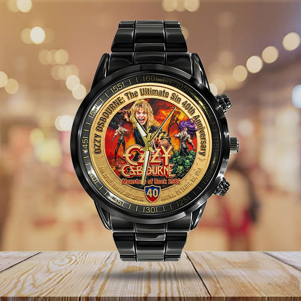 Ozzy Osbourne: The Ultimate Sin 40th Anniversary Black Stainless Steel Watch – TMTHU4982