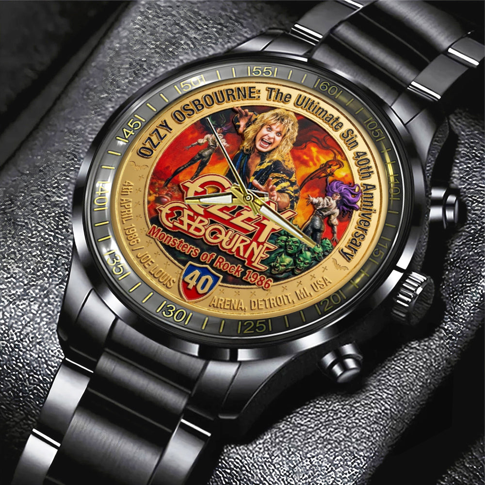 Ozzy Osbourne: The Ultimate Sin 40th Anniversary Black Stainless Steel Watch – TMTHU4982