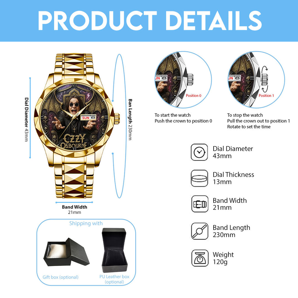 Ozzy Osbourne Alloy Luxury Quartz Watch – GNE4493