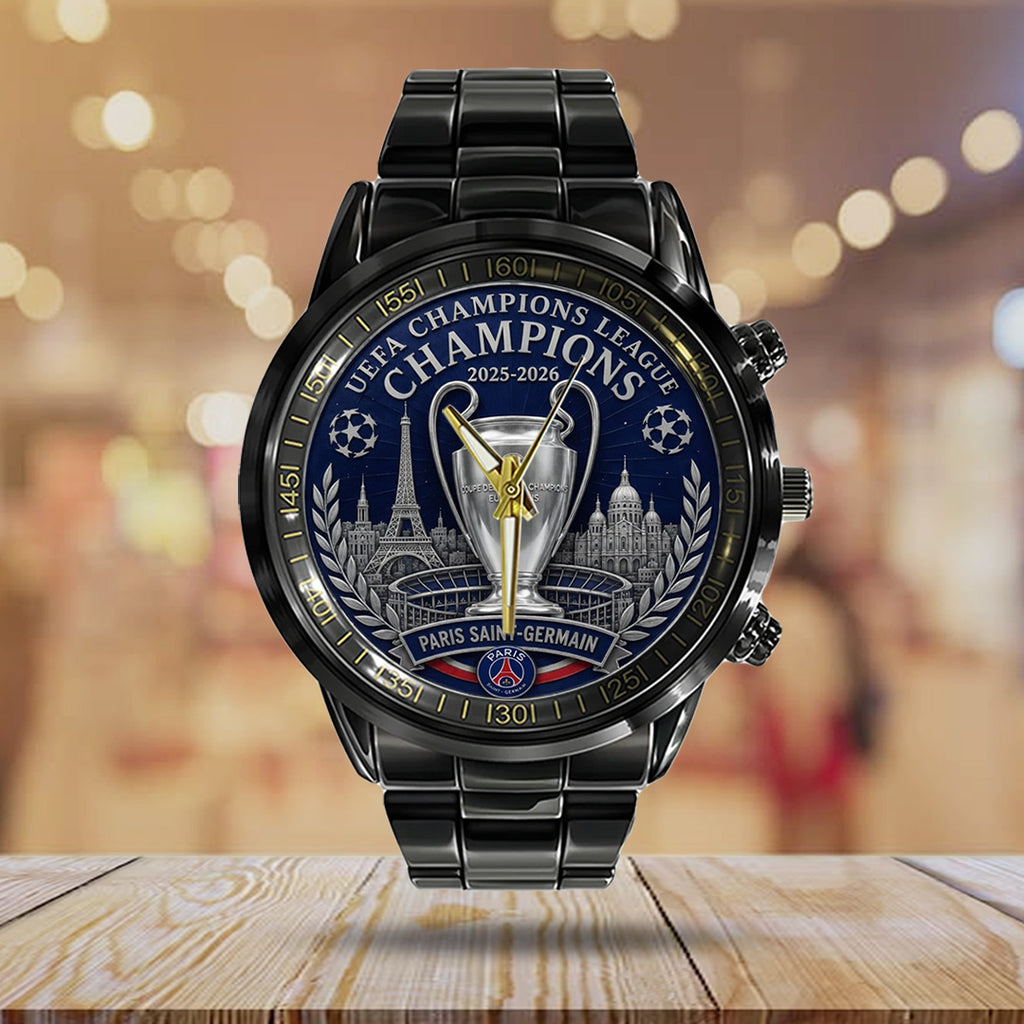Paris Saint-Germain Champions of Europe 25/26 Black Stainless Steel Watch – TANTN23305