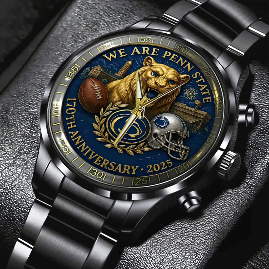 Penn State Nittany Lions Football 170th Anniversary 2025 Black Stainless Steel Watch – TANTN16147