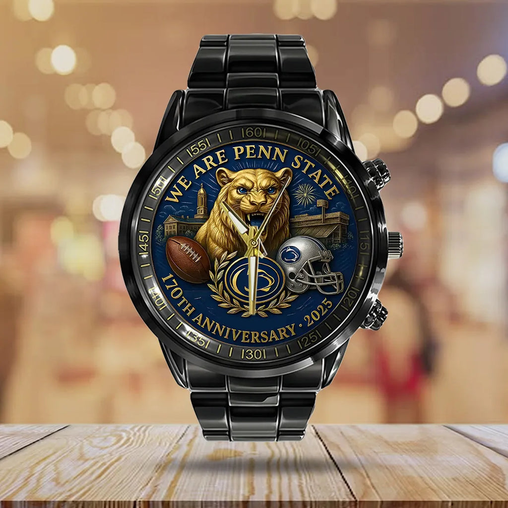 Penn State Nittany Lions Football 170th Anniversary 2025 Black Stainless Steel Watch – TANTN16147