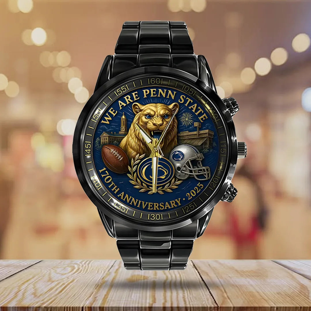 Penn State Nittany Lions Football 170th Anniversary 2025 Black Stainless Steel Watch – TANTN16147