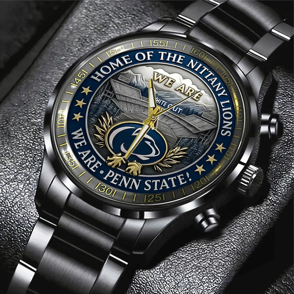 Penn State Nittany Lions Football 170th Anniversary 2025 Black Stainless Steel Watch – TANTN16151
