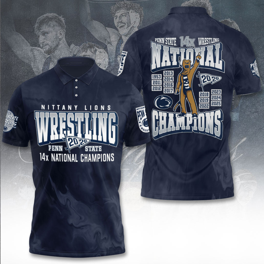 Penn State Nittany Lions Wrestling 2026 National Champions 3D Apparel – TANTN21936