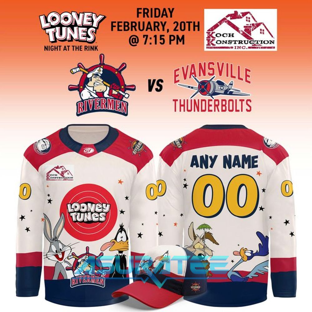 Peoria Rivermen x Looney Tunes Night 2026 Special Hockey Jersey
