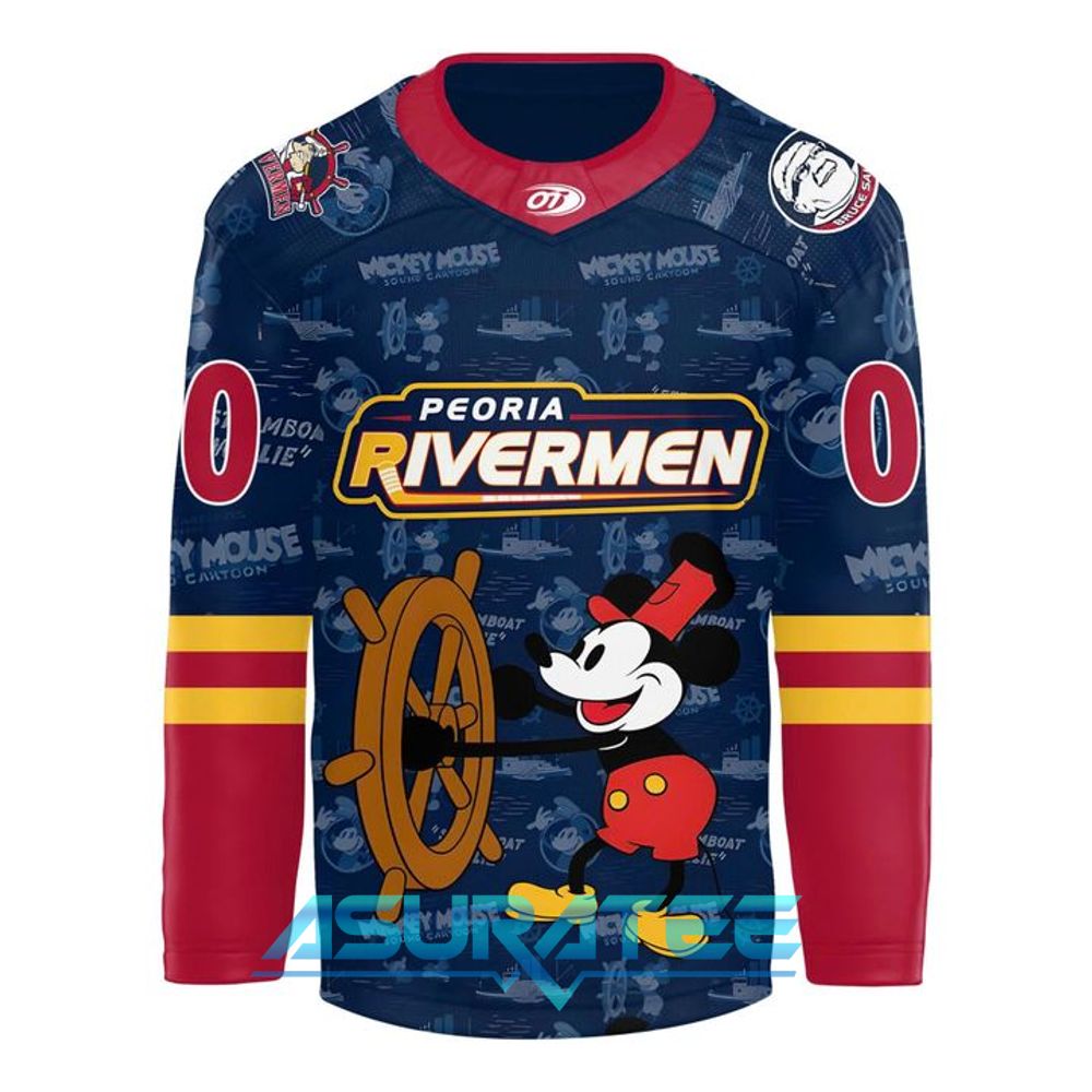 Peoria Rivermen x Mickey Disney Jersey Night Special Hockey Jersey