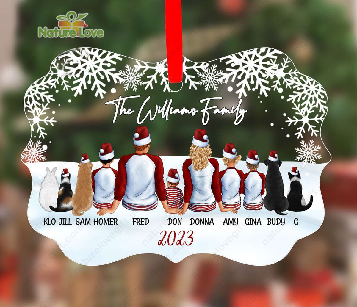 Personalised Family Christmas Tree Ornament Xmas Gift for Mom Dad