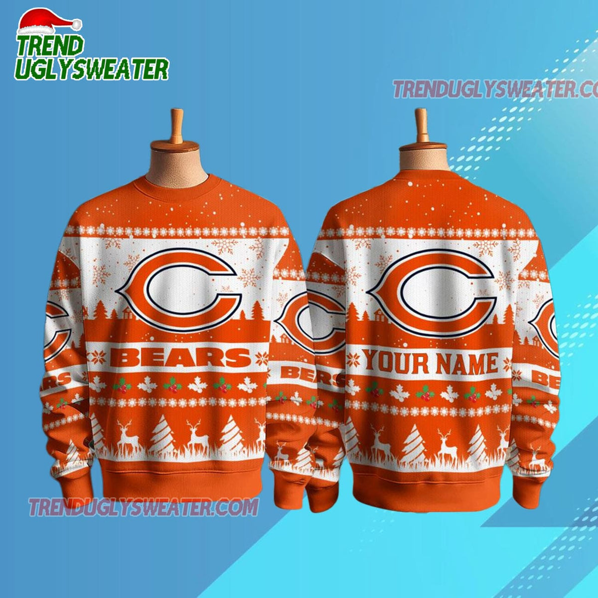 Personalized Personalized Chicago Bears NFL Snow Ugly Christmas Sweater