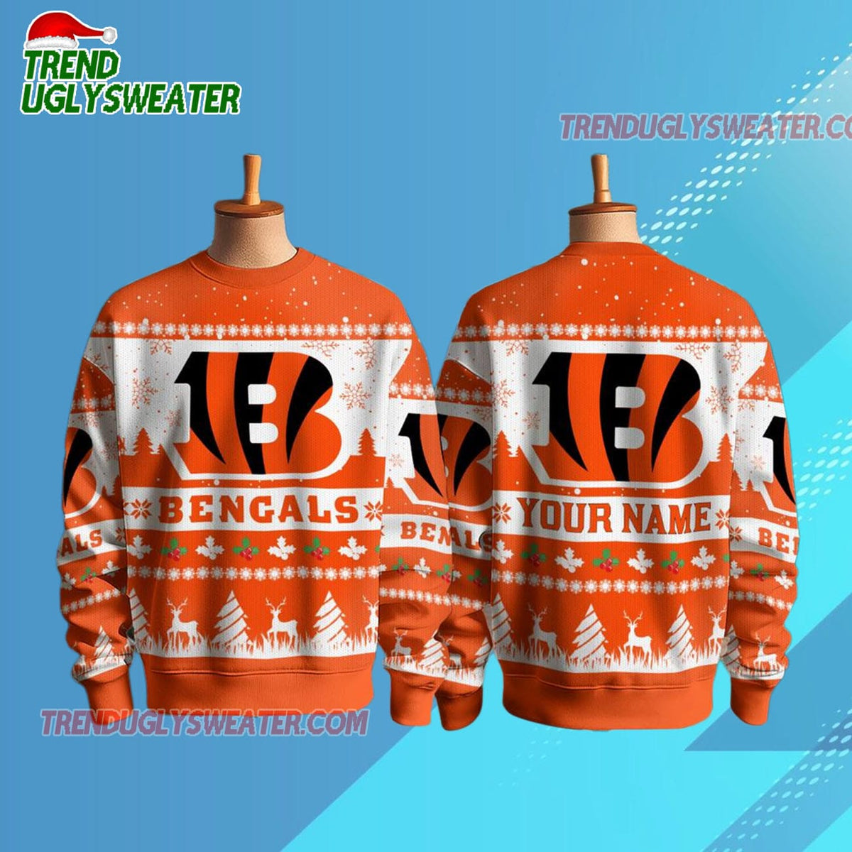Personalized Personalized Cincinnati Bengals NFL Snow Ugly Christmas Sweater