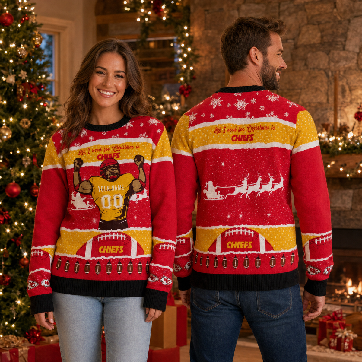 Personalized Kansas City Chiefs All I Need For Christmas Ugly Christmas Sweater