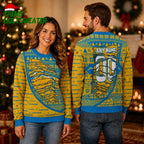 Personalized Los Angeles Chargers Skeleton Heart Hands Custom Name Ugly Christmas Sweater