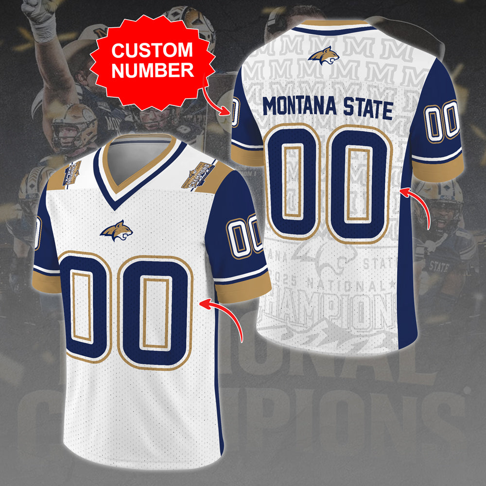 Personalized Montana State Bobcats Football 2025 National Champions 3D Football Jersey – MAITM14733