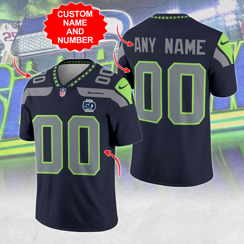 Personalized Seattle Seahawks 50th Anniversary 3D Football Jersey – MAITM14661