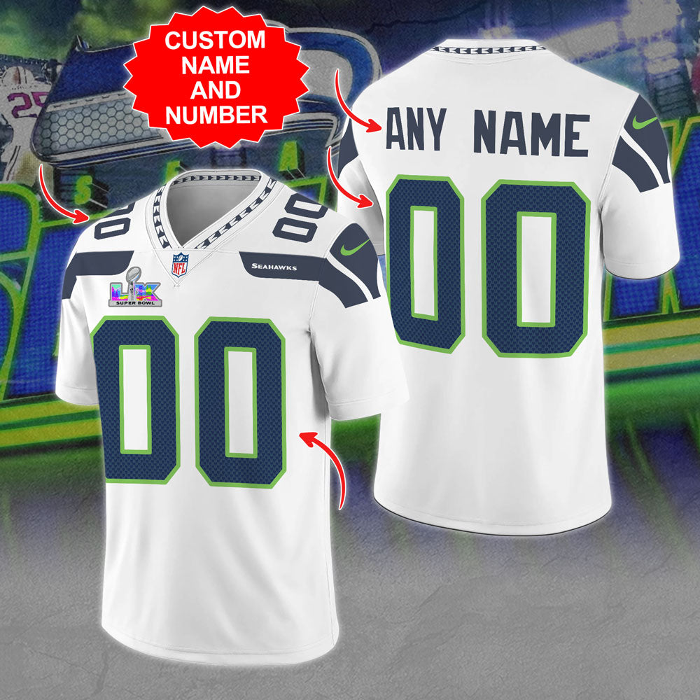 Personalized Seattle Seahawks Super Bowl LX 3D Football Jersey – MAITM14731