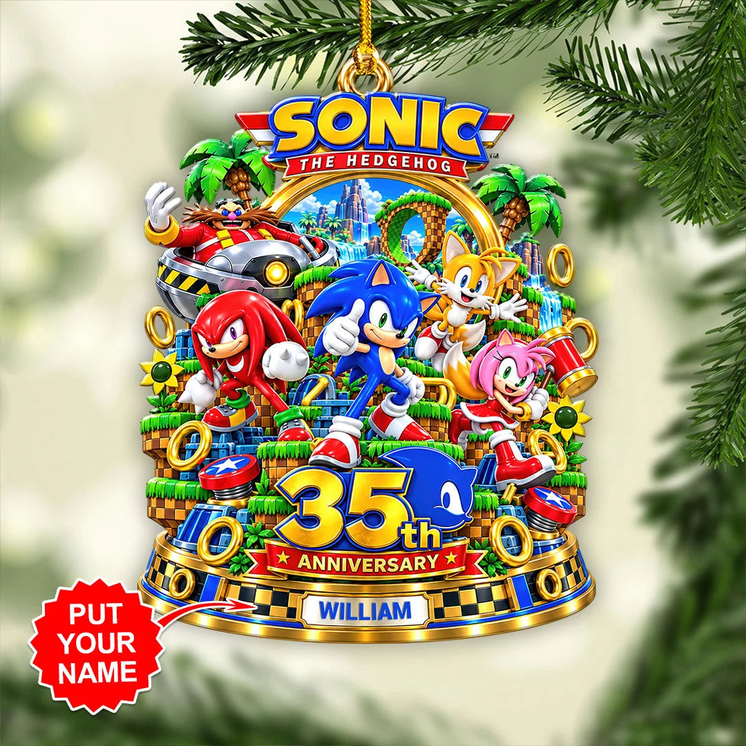 Personalized Sonic the Hedgehog 35th Anniversary Custom Shape 2-side Printed Acrylic Ornament – HOATT21396