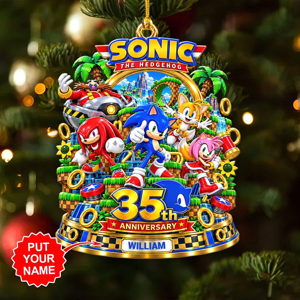 Personalized Sonic the Hedgehog 35th Anniversary Custom Shape 2-side Printed Acrylic Ornament – HOATT21396