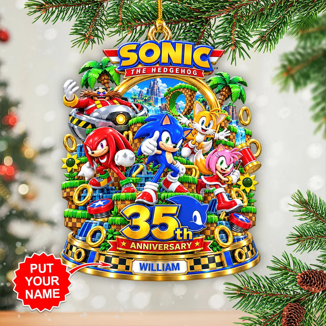 Personalized Sonic the Hedgehog 35th Anniversary Custom Shape 2-side Printed Acrylic Ornament – HOATT21396