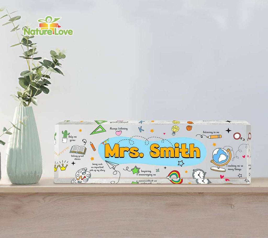 Personalized Teacher Appreciation Desk Name Plate Acrylic Plaque Back To School Gifts for Teacher