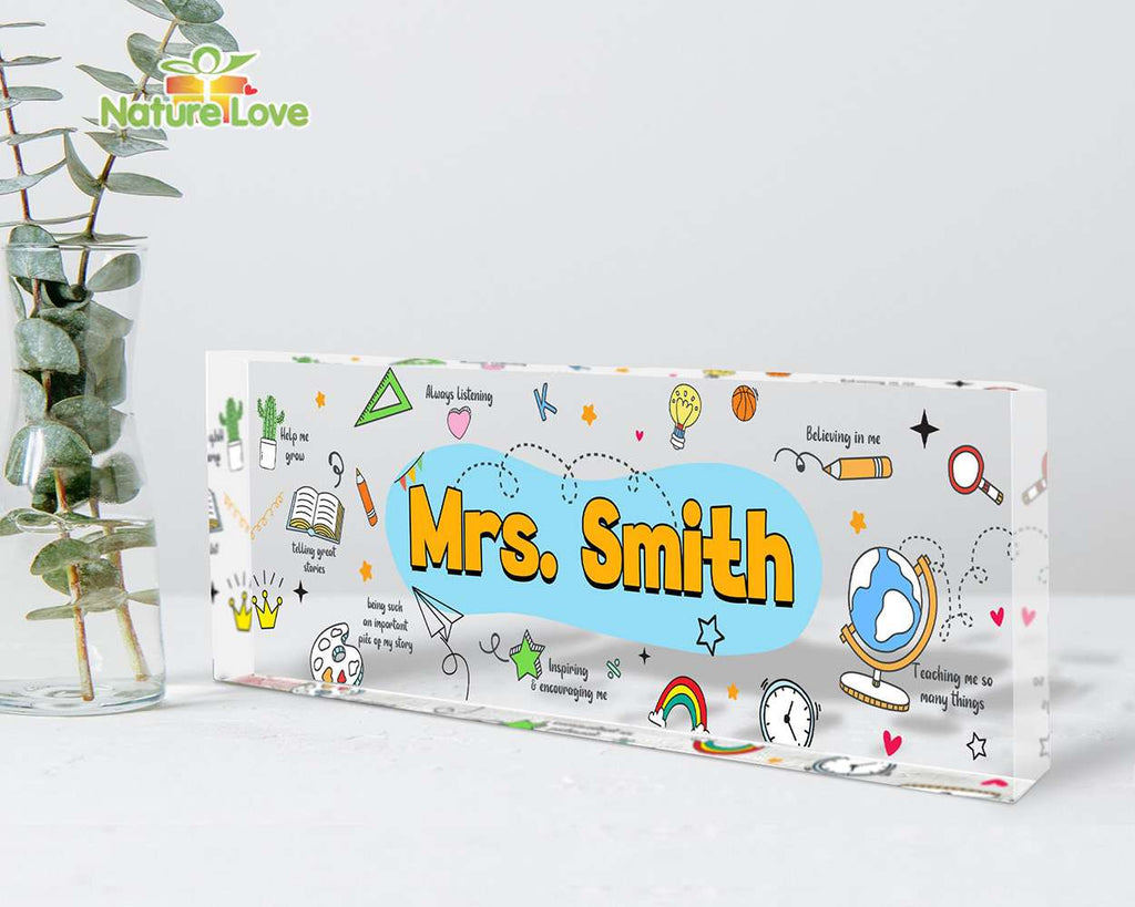 Personalized Teacher Appreciation Desk Name Plate Acrylic Plaque Back To School Gifts for Teacher