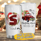 Personalized Watching Christmas Movie Monogram Christmas Tumbler