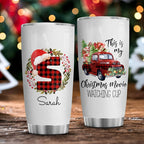 Personalized Watching Christmas Movie Monogram Christmas Tumbler