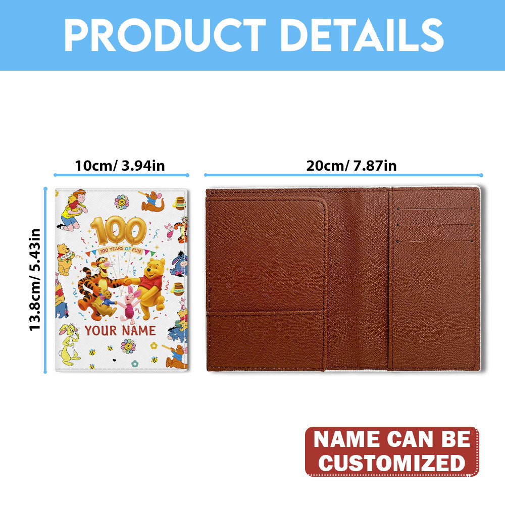 Personalized Winnie-the-Pooh 100th Anniversary Leather Passport Cover – TMTHU6391