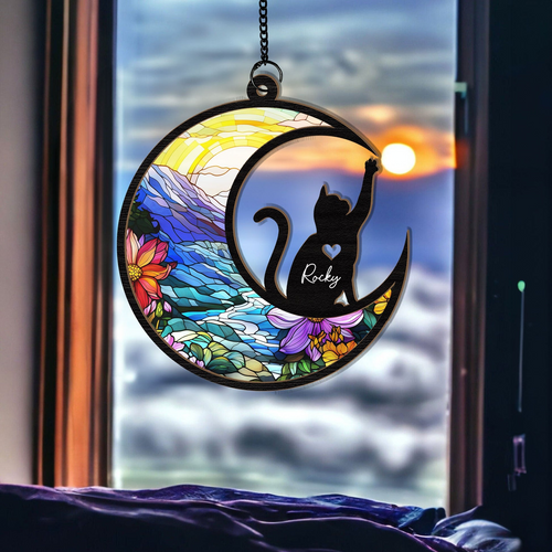 Pet Loss Dog/Cat - Personalized Window Hanging Suncatcher Ornament - Memorial Gift, Remembrance, Bereavement for Dog/Cat Owner
