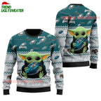 Philadelphia Eagles Baby Yoda Hug The Ball Christmas Ugly Sweater
