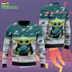 Philadelphia Eagles Baby Yoda Hug The Ball Christmas Ugly Sweater