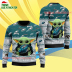 Philadelphia Eagles Baby Yoda Hug The Ball Christmas Ugly Sweater