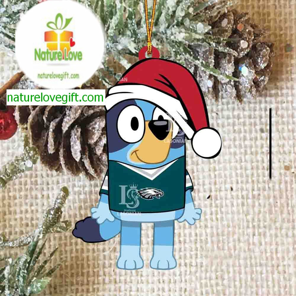 Philadelphia Eagles Bluey Dog Christmas NFL Decor Acrylic Christmas Tree Ornament