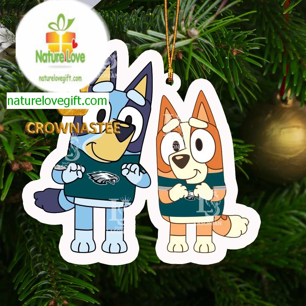 Philadelphia Eagles Bluey &amp Bingo Christmas Tree Decoration Ornament