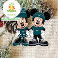 Philadelphia Eagles Mickey Minnie Rugby Ball NFL Acrylic Christmas Tree Decoration Ornament