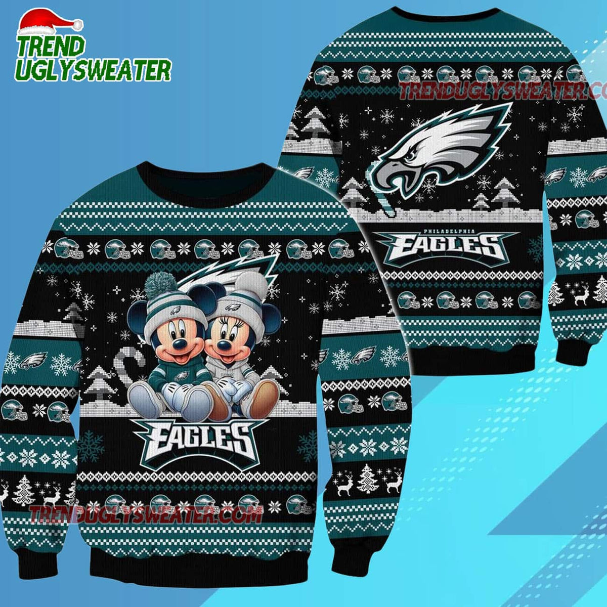 Philadelphia Eagles NFL Mickey Minnie Ugly Christmas Sweater