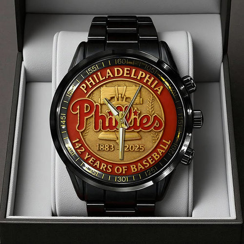 Philadelphia Phillies 142th Anniversary 2025 Black Stainless Steel Watch – TANTN16085