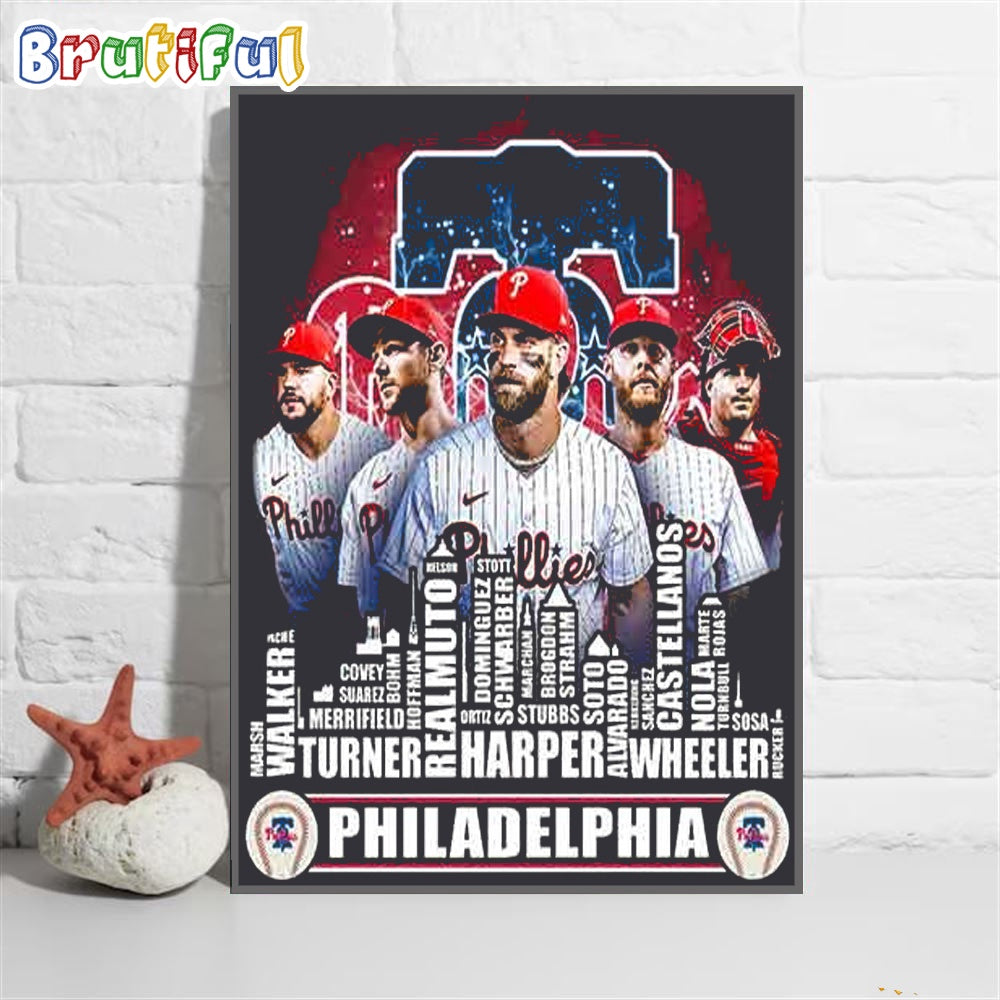 Philadelphia Phillies Baseball Team Player 2024 Wall Art Poster Canvas