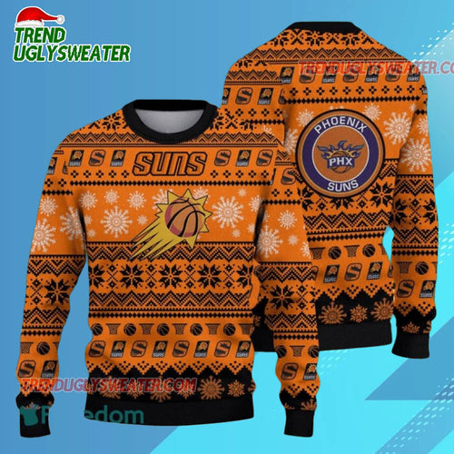 Phoenix Suns Snowy Night Ugly Christmas Sweater
