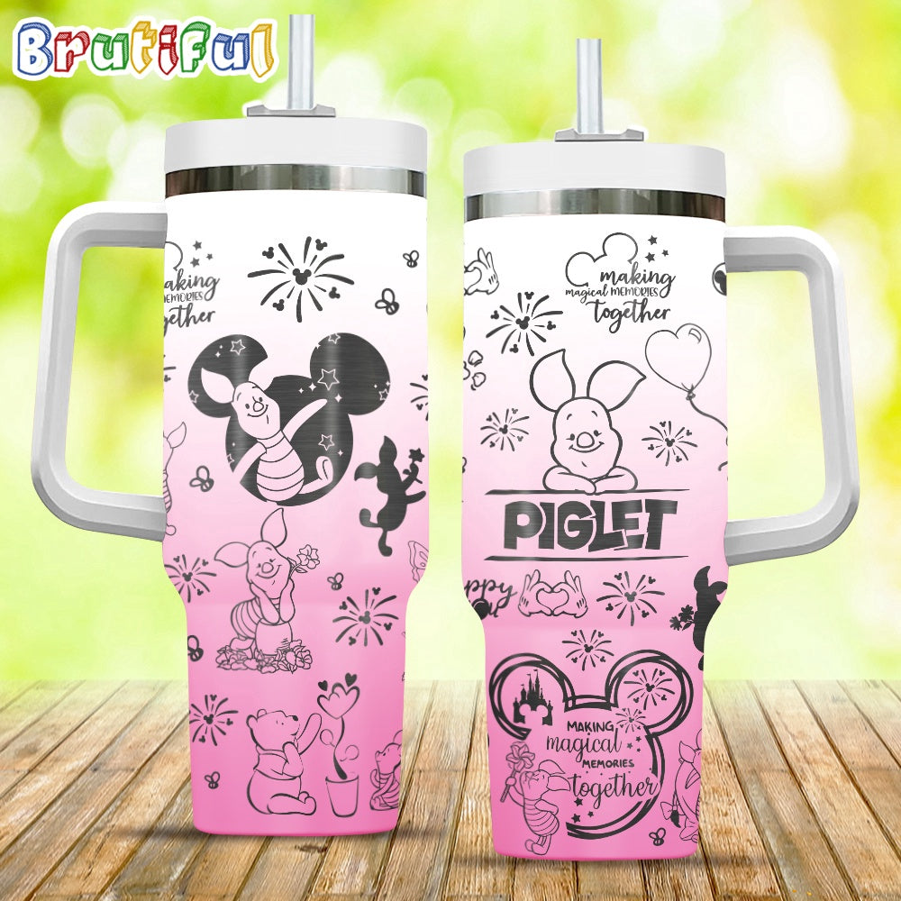 Piglet Pink Making Magical Memories Together Stanley Tumbler 40oz, Disney Stanley Tumbler