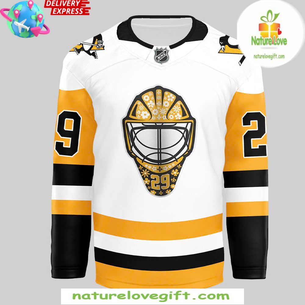 Marc-Andre Fleury Penguins White Hockey Jersey