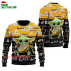 Pittsburgh Steelers Baby Yoda Hug The Ball Christmas Ugly Sweater